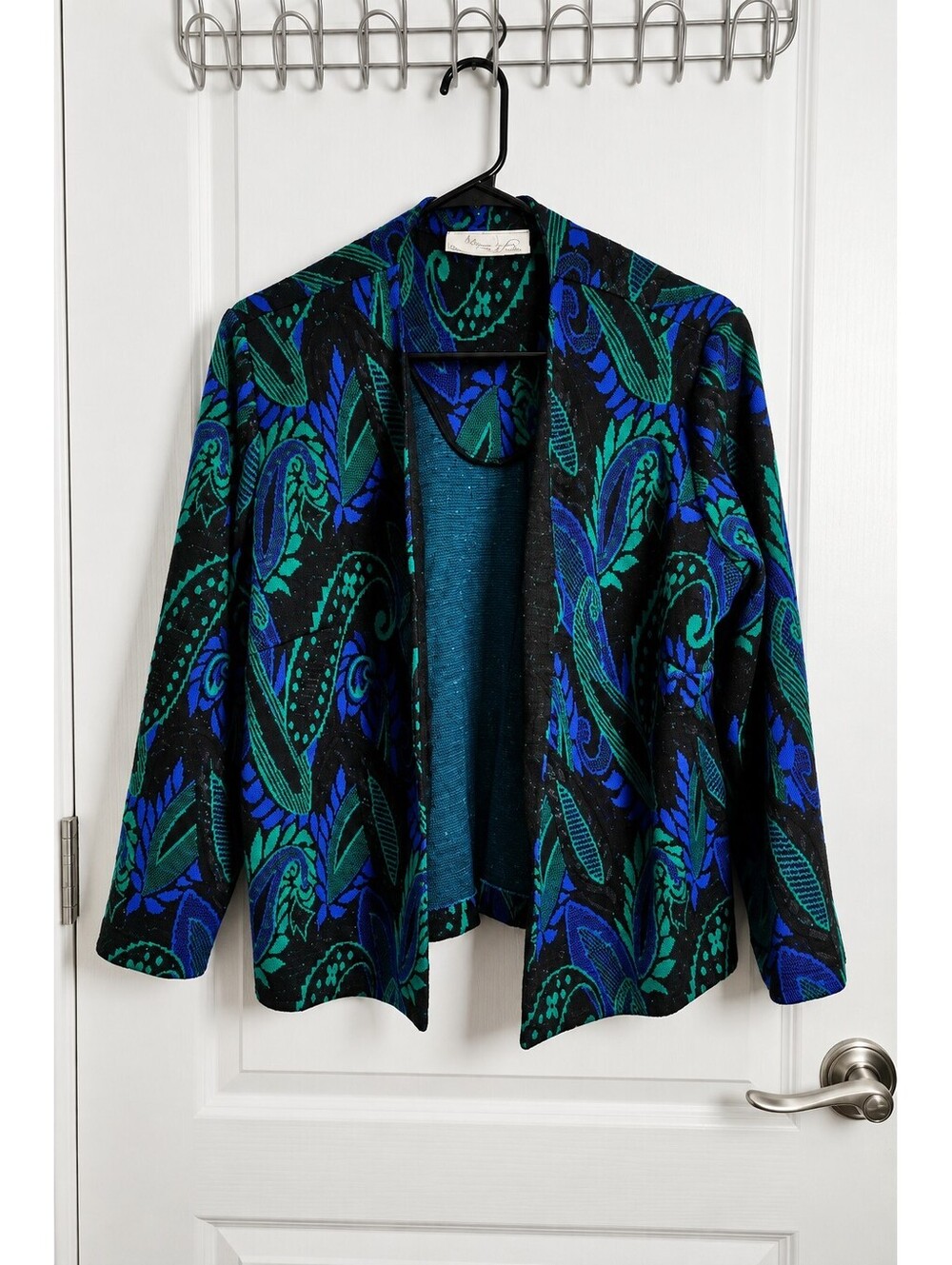 Vintage 1980s British Lady Paisley Knit Jacket – ILGWU Union Made – Made in USA